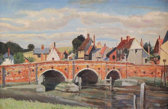 Job Nixon (1891-1938), Bridge at Manningtree , oil, 12 x 18in